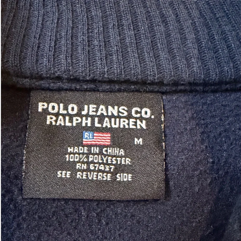 Vtg Polo Ralph Lauren Jeans Co Quarter Zip Fleece Pullover Size Medium